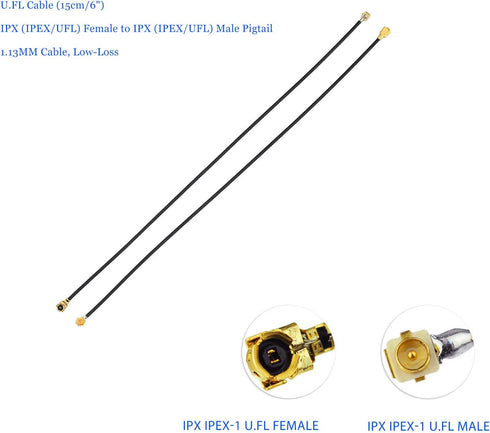 Superbat U.FL Cable (15cm/6") IPX/UFL Female to Male Pigtail Cable for Bluetooth Antenna WiFi & WiMax Network Card