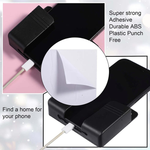 WY LIGHTING LEVEL 4 Pack Wall Mounted Phone Holder, Phone Stand Self Adhesive with Charging Hole, Compatible with All