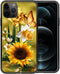 iPhone 11 Pro Max Case Compatible, Butterfly Golden Sunflower Pattern Design Hard PC Back Cover, Non-Slip TPU for Women