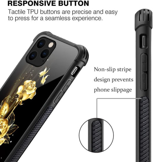 TnXee Golden Butterfly Rose Flower Case for iPhone XR - Stylish Pattern Design Case for Men & Women Gifts.