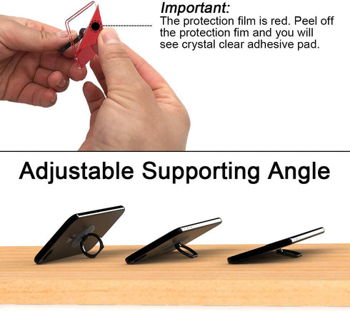 Transparent Phone Ring Holder Grip, 360 Degree Free Rotation, Clear Cell Phone Finger Ring Kick-Stand