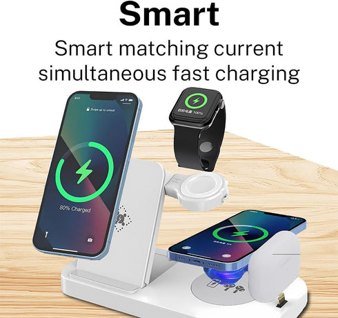 Wireless Charger, 4 in 1 Charging Station, Fast Stand for iPhone 15/14/13/12/11 Pro Max XR/XS 8 Plus, for Apple Watch