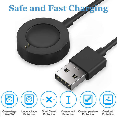 Charging Cable for Fossil Gen 4, Gen 5, Gen 5E, Gen 6, Replacement USB Charger for Michael Kors Gen 4 Sport/Gen 5 5E / Gen 6 Smart Watch 3.3ft / 100cm (Black)