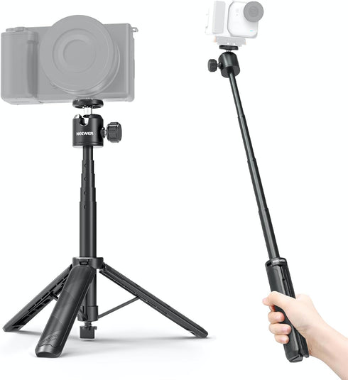 NEEWER Basics Extendable Selfie Stick Tripod, Metal Portable Stand Handle Grip Compatible