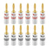 Nakamichi Excel Series 24k Gold Plated Banana Plug 12 AWG - 18 AWG Gauge Size 4mm, 12 Pcs (6-Pairs) for Speakers