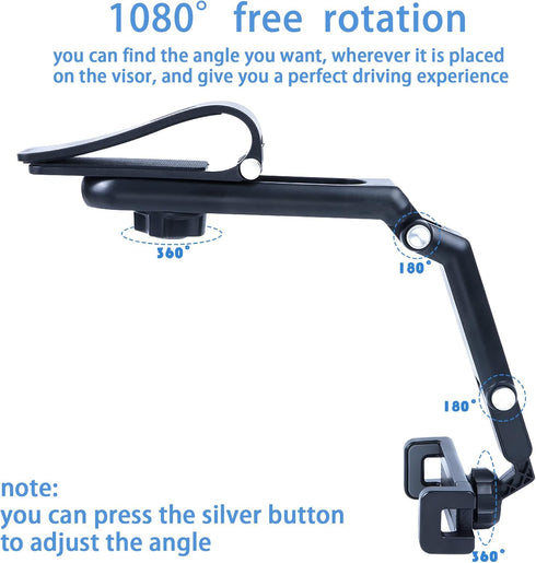 Cell Phone Holder for Car Mount Clip for Car Cellphone 360° Rearview Holder for Car Sun Visor Perfectly for iPhone Pro,