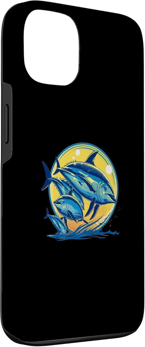 Yellowfin Tuna Fishing Ahi Fish Ocean Designs 13 Yellowfin Tuna With Dolphins Case for iPhone