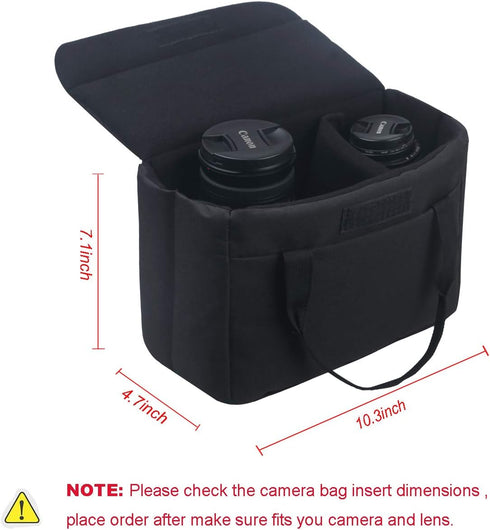BOMKEE Camera Inserts - Padded Insert Liner for DSLR SLR Protective Bag, Waterproof Foldable Pouch for Lens Accessories