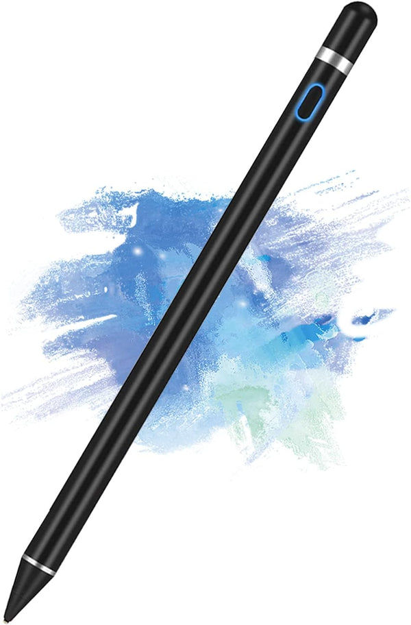 Active Stylus Pen for Android, iOS, iPad/iPad 2/New iPad 3/iPad4/iPad Pro, 1.5mm Fine Point Rechargeable (Black)
