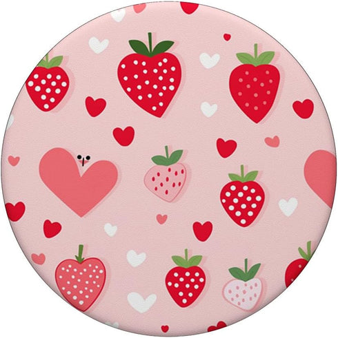 Cute Strawberry Heart Pattern PopSockets Standard PopGrip