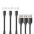 NetDot Gen10 2in1 Magnetic Charging Cable, 6.6ft, Fast Charging & Data Transfer for Micro USB & USB C (3 Pack, Black)