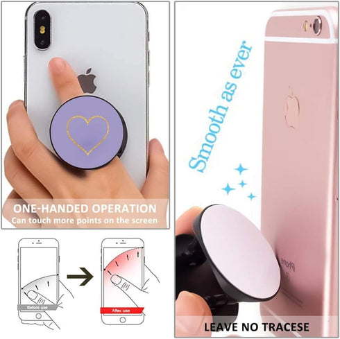 4 Pack Phone Grip, Cell Phone Holder for Smartphone, Finger Expanding Kickstand - Gray Rose Gold Purple Black Pink Heart