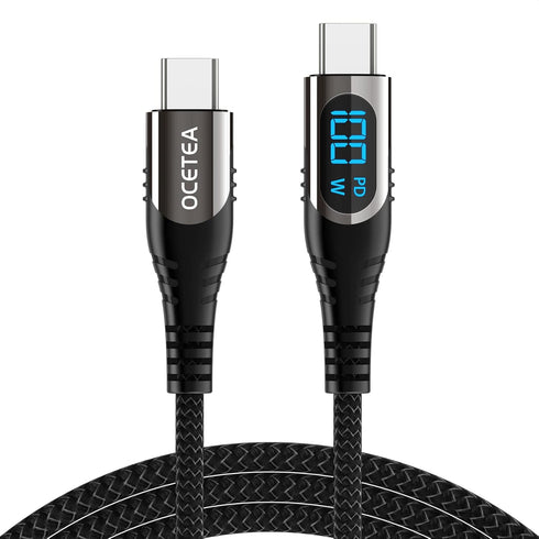 10ft Long USB C to USB C Cable (100W 5A) with LED Display, Fast Charging for iPhone 15, MacBook, Galaxy S23, Pixel.