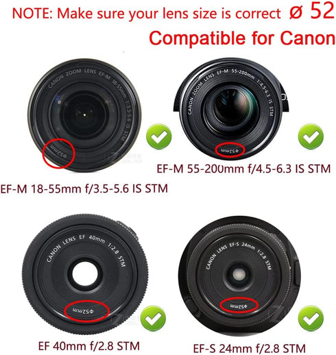 Nikon D5500 D5200 D3200 Lens Cap (52MM) for NIKKOR AF-S 18-55mm & Canon EF-M 18-55mm/55-200mm (2 Pack)