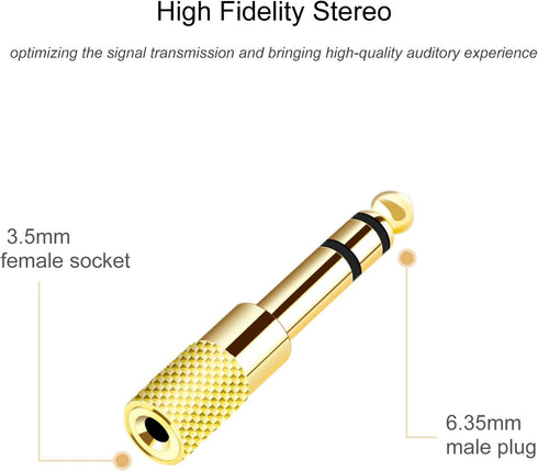 Updated Version 5-Pack Stereo Audio Adapter, 6.35mm (1/4 inch) Male to 3.5mm (1/8 inch) Female Headphone Jack
