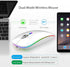TENMOS Wireless Bluetooth Mouse, LED Slim Dual Mode Rechargeable Silent Mouse with Type C Adapter