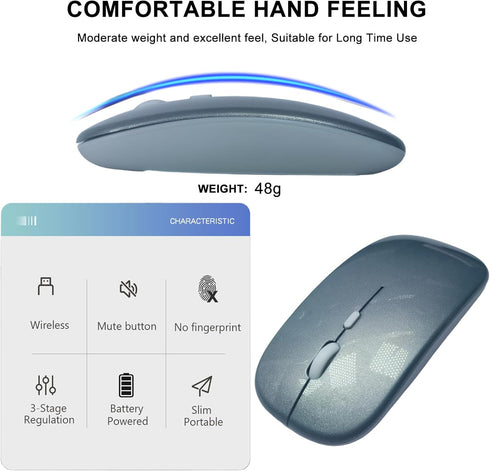 Herolland 2.4G 3 Battery Wireless Mouse, Noiseless Mouse with USB Receiver - Slim Portable Computer Mice, DPI Quiet