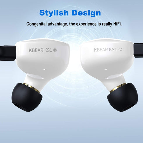 YINYOO KBEAR KS1 In Ear Monitor Bass Earbuds Wired, Clear Sound Stereo Headphones, High Resolution Noise Canceling