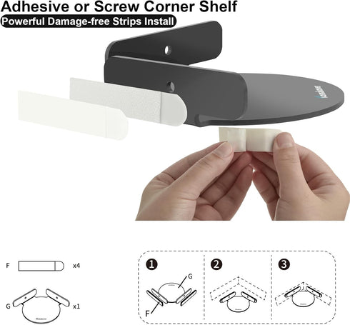 Homakover 2 Pack Acrylic Mini Circular Corner Shelf Mount for Security Cameras, Baby Monitors, Plants & More, Universal
