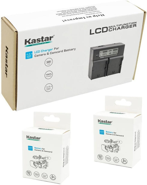 Kastar Dual Fast LCD Charger & 2 x Battery Replacement for Panasonic DMW-BLH7 Cameras
