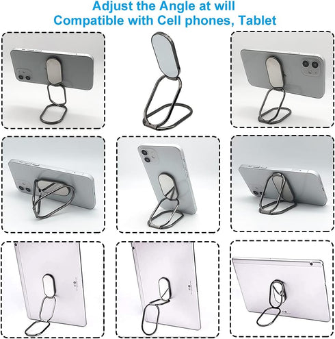 Cell Phone Ring Holder Finger Kickstand - CLZWiiN Foldable 360° Rotation Stand for Desk, Magnetic Car Mount, Gun Black