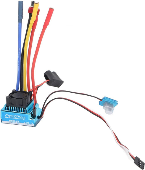 equlup 80A 4mm 1/10 Brushless ESC, Water Proof Brake Power Regulation Electronic Speed Controller with Banana Female