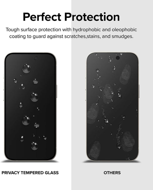 Ringke Privacy Glass for iPhone 15 Plus - Anti-spy Tempered Glass Screen Protector, Easy Install, Case Friendly,