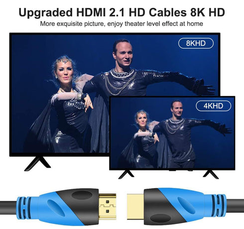 8K 5FT 2.1,48Gbps) 8K@60HZ 4K@120HZ 2K 1080P 3D PS4/PS5 HDMI Cable (HDMI Ultra High Speed Gold Plated