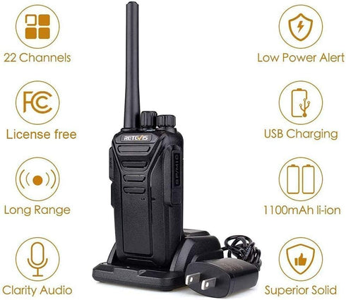 Retevis RT27 Rechargeable Walkie Talkies for Adults, 2 Way Radios for Family Hiking, Camping (2 Pack)
