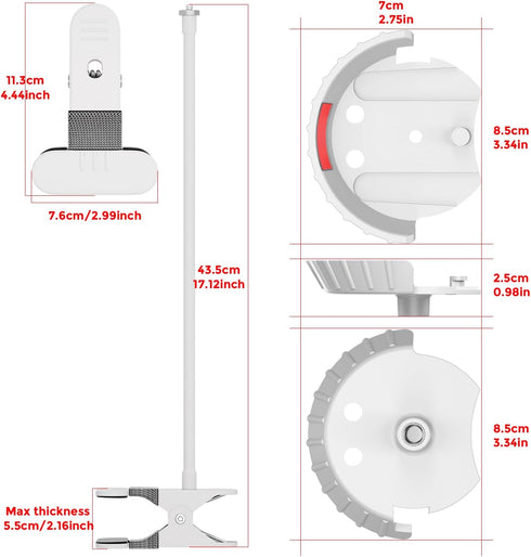 honecumi S2/V43 360 Baby Monitor Mount Compatible with Babysense HD Baby Camera, Flexible Gooseneck Crib Clamp Mount