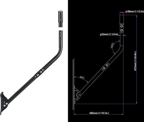 Starlink Mounting Kit: Adjustable Pivot/Lock Bracket & J-Pole Mast for Wall, Eave or Roof Mounting, V2 Compatible