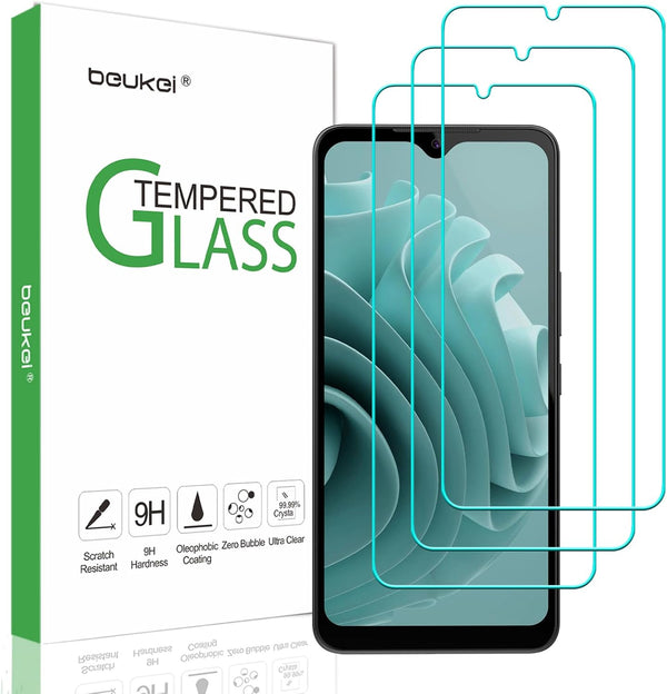 beukei (3 Pack) Tempered Glass Screen Protector for NUU A23 Plus, Touch Sensitive, Case Friendly, 9H Hardness