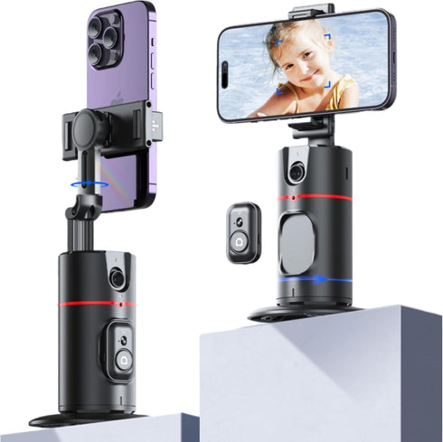 Auto Face Tracking Tripod Remote Control, Smart Tracking Phone Holder, 360° Rotation for Live Streaming, Chat, Meeting