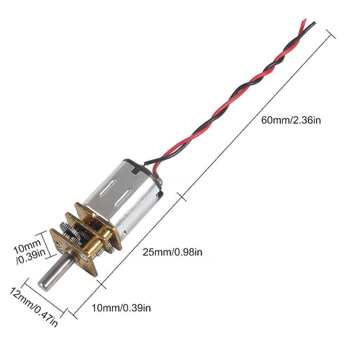 JUZITAO 4PCS N20 3V-6V Mini Micro Gear Motor DC Slow Speed Full Metal Gearbox Micro Motor Speed Reduction Motor for DIY