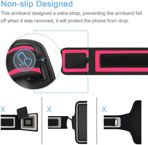 JEMACHE Armband for Galaxy S10+ S9+ S8+, Gym Running Workouts Arm Band with Key Holder, Rose
