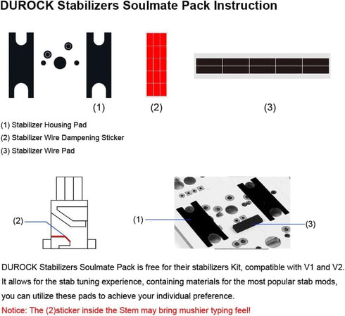 Stabilizer V2, Screw in Stabilizers with 2u 6.25u 7u Wires for Mechanical Keyboards (V2 Clear 100% Kit)