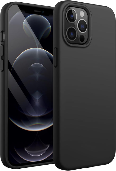 JETech Silicone Case for iPhone 12 Pro Max, Silky-Soft Touch Full-Body Protective Phone Case, Shockproof Cover (Black)