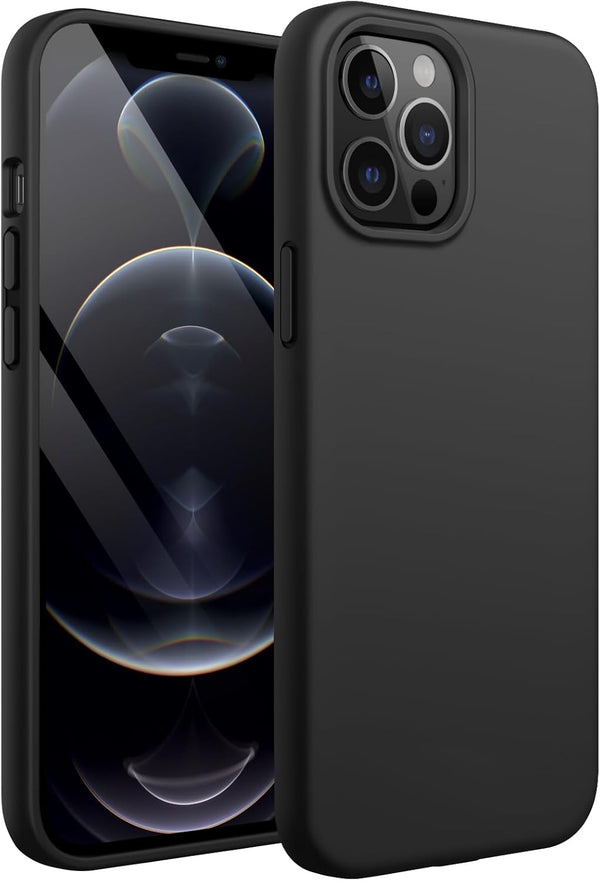 JETech Silicone Case for iPhone 12 Pro Max, Silky-Soft Touch Full-Body Protective Phone Case, Shockproof Cover (Black)