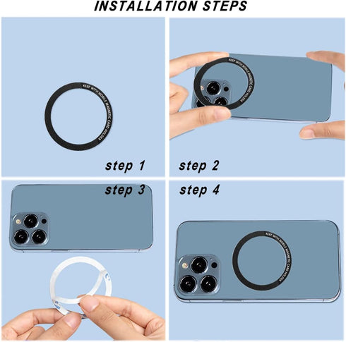 12 Pcs Magnetic Wireless Charging Metal Ring Kit, Ultra Thin Notched & Round Conversion for MagSafe iPhone
