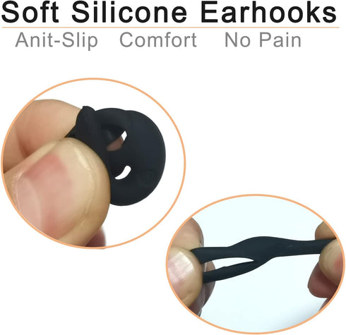 Replacement Earbuds Tips, Anti Slip Silicone Earhooks, Earbuds Cover, Eartips Fins Wings Stabilizer for In-Ear Earbuds