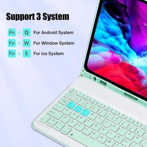 Keyboard Case with Mouse for iPad Pro 13 Inch (2024), Ultra Thin Bluetooth Keyboard with Pencil Holder, Mist Blue