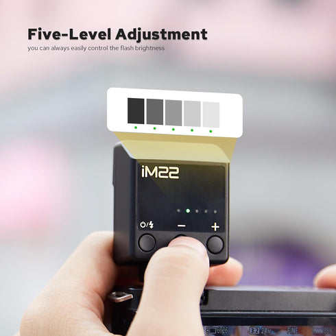 GODOX iM22 5 Camera Flash, Built-in Battery with Levels Flash Power for Canon/Sony/Fujifilm/Nikon/Panasonic/Olympus