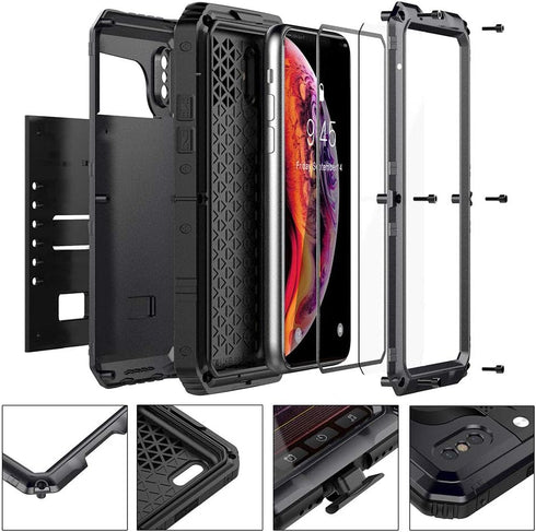 Mitywah Waterproof Case for iPhone Xs MAX - Heavy Duty Military Grade Defender Phone Case with Full Body Protection, Red