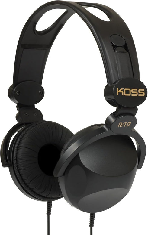 Koss R-10 On-Ear Headphones, Lightweight, 8 Foot Cord, Retro Style, Black