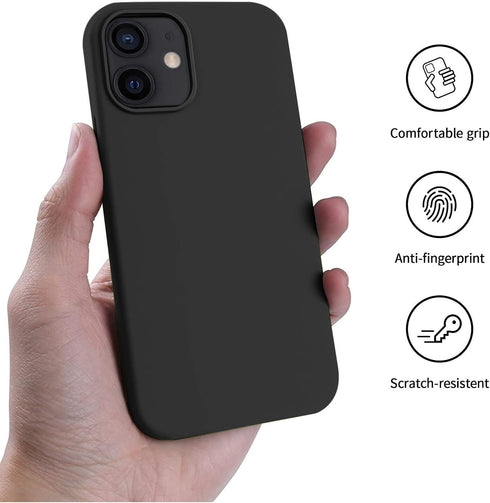 AOTESIER Shockproof iPhone 12 Mini Case, Food Grade Liquid Silicone with Soft Anti-Scratch Microfiber Lining, Black