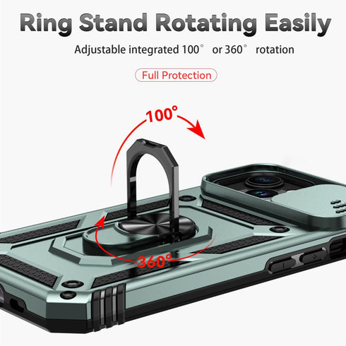 Hitaoyou Compatible with iPhone 15 Plus Case, iPhone 15 Plus Case with Camera Cover & Kickstand, Military Grade