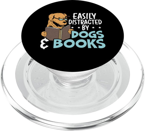 PopSockets MagSafe PopGrip for iPhone Easily Distracted By Dogs & Books Puppy Lover Bookworm