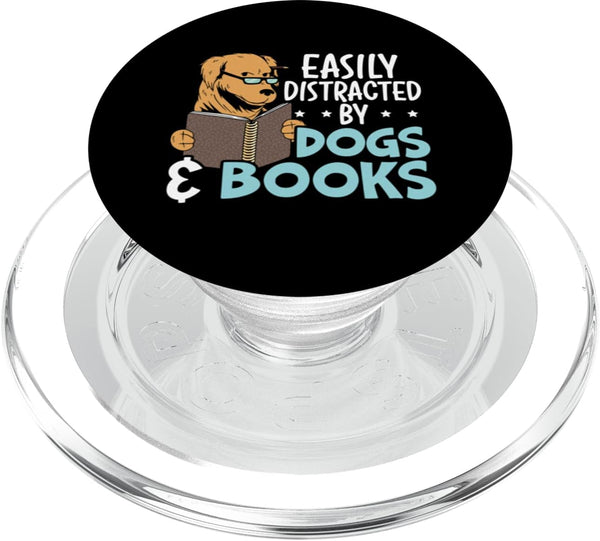 PopSockets MagSafe PopGrip for iPhone Easily Distracted By Dogs & Books Puppy Lover Bookworm
