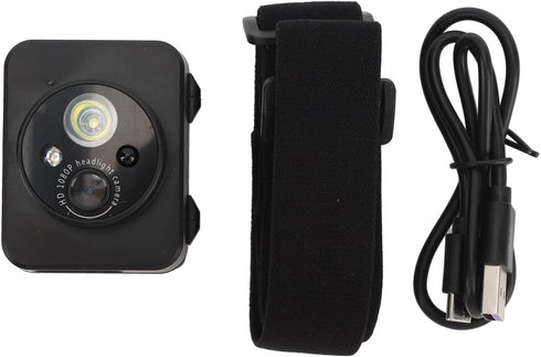 2MP 1080P 45 Mini Head Mounted Action Camera with Light, Adjustable Headlamp Headlight Body Camera, Gesture Control