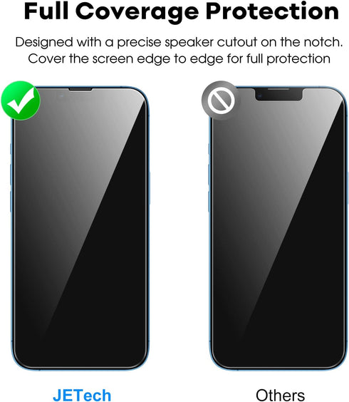 JETech Full Coverage Screen Protector for iPhone 13/13 Pro (6.1-Inch), Tempered Glass Film with Easy Installation Tool,